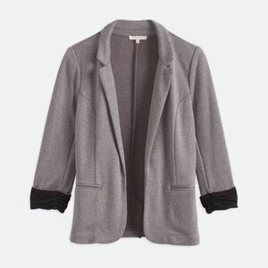 Skies Are Blue Textured Blazer - cropped sleeves